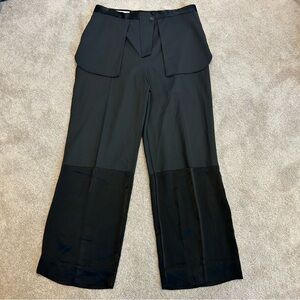 Zara Inside Out Tailored Trouser Dress Pants High Waisted Straight Leg Black XL